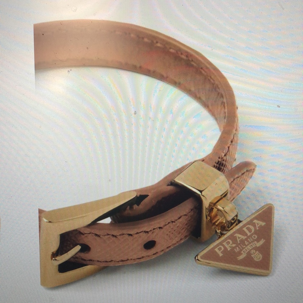 Prada triangle logo leather bracelet